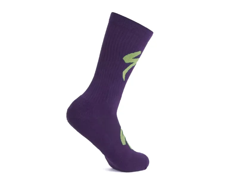 Specialized Techno MTB Tall Logo Mountain Bike Socks - Dusk/Purple Orchid