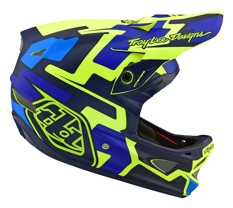 Troy Lee D3 Fiberlite Mens Full Face MTB Helmet - Yellow/Blue